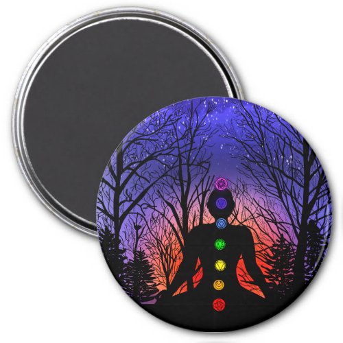 Meditation and the Trees on a starry night Sunset Magnet