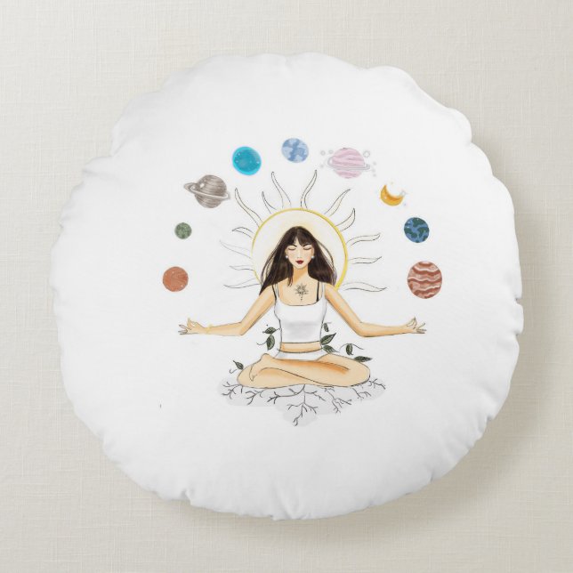 Meditation art round pillow (Front)