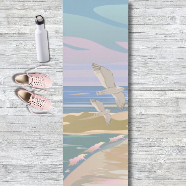 Meditation Beach Yoga Mat (Pastel Summer Beach Art Yoga Mat)