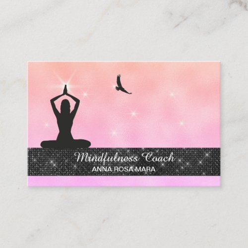  Meditation Bird Eagle Pastel Yoga Glitter Business Card