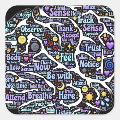 Meditation Body Inspirational Word Art   Square Sticker