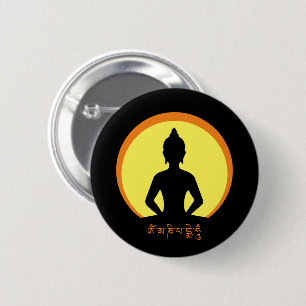 Meditation, Buddha & Mantra (tibetan) Button