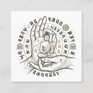 Meditation Buddha Spiritual Wall Art Home Decor Square Business Card