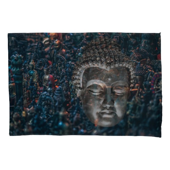 Meditation Buddha with and without background Pillow Case (Front-Left)