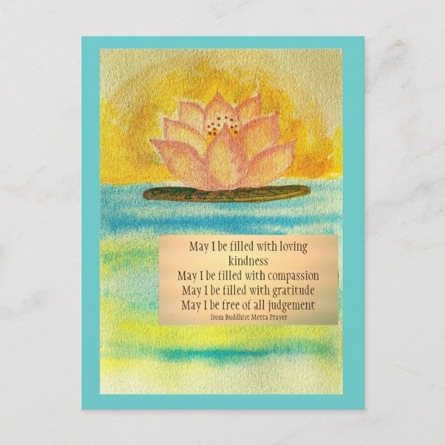 Meditation Card/ Buddhist Metta prayer Postcard (Front)