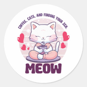 Meditation cat - Kawaii cat Classic Round Sticker