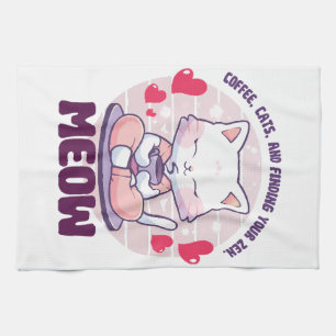 Meditation cat - Kawaii cat Kitchen Towel