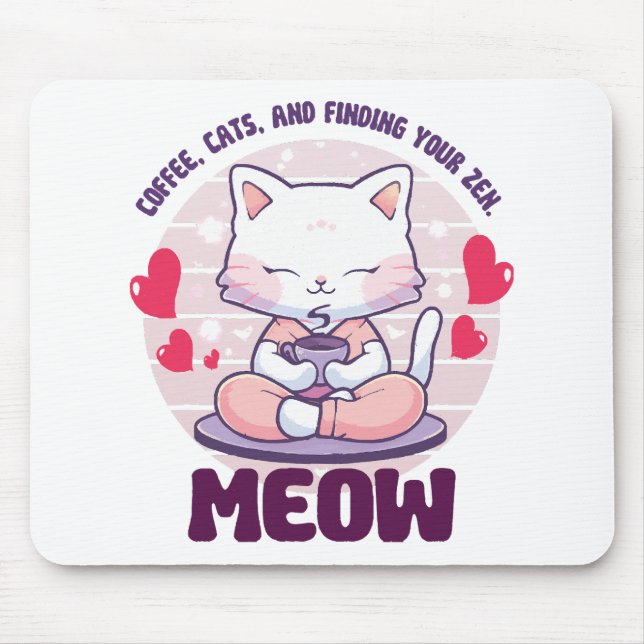 Meditation cat  - Kawaii cat  Mouse Pad (Front)