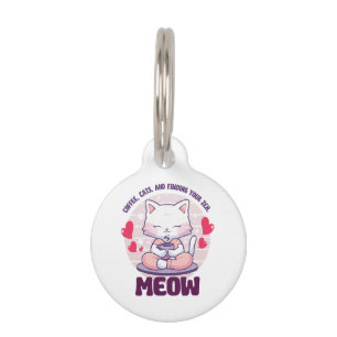 Meditation cat - Kawaii cat Pet ID Tag