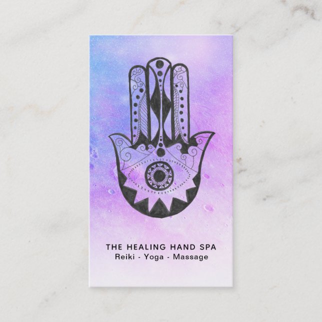 *~* Meditation Crater of Moon Hamsa Hand of Fatima Business Card (Front)