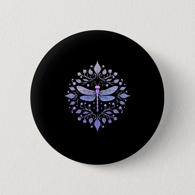 Meditation Fractal Geometry Spiritual Yoga Dragonf Button (Front)