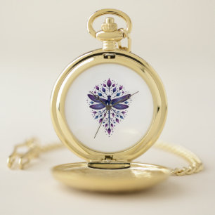 Meditation Fractal Geometry Spiritual Yoga Dragonf Pocket Watch