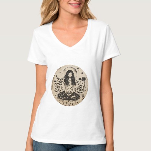 Meditation Girl T_Shirt