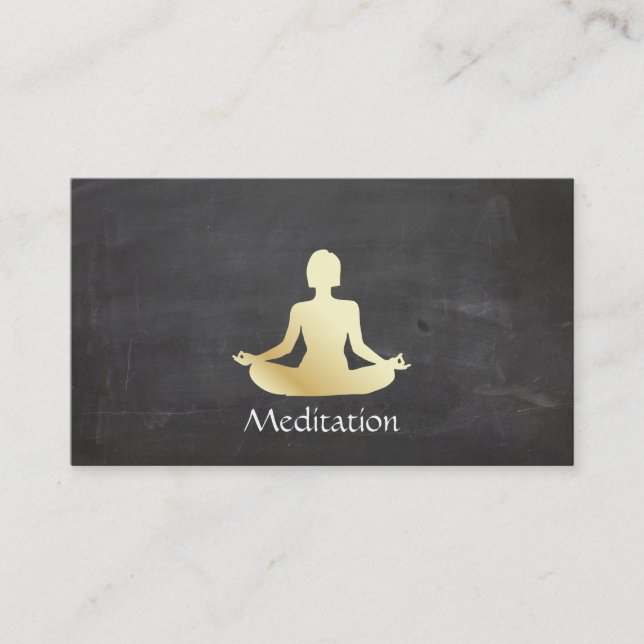Meditation (gold) Chalkboard background Business Card (Front)
