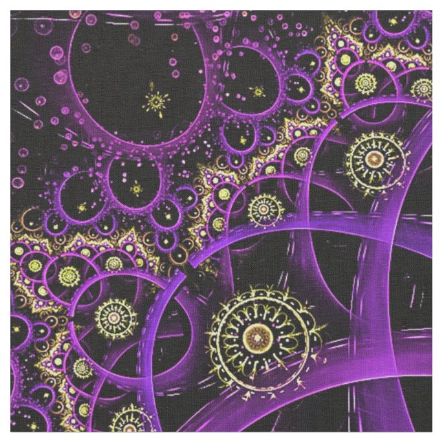 Meditation gold flower print fabric (Close Up)