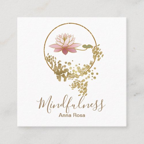  Meditation Gold Glitter Lotus Mindfulness Yoga Square Business Card