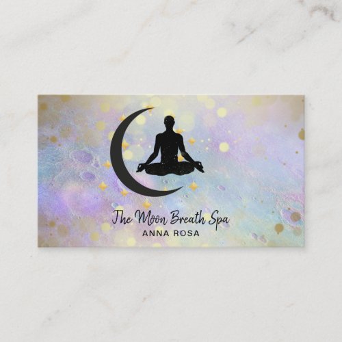  Meditation Gold Man   Moon Yoga Mindfulness Business Card