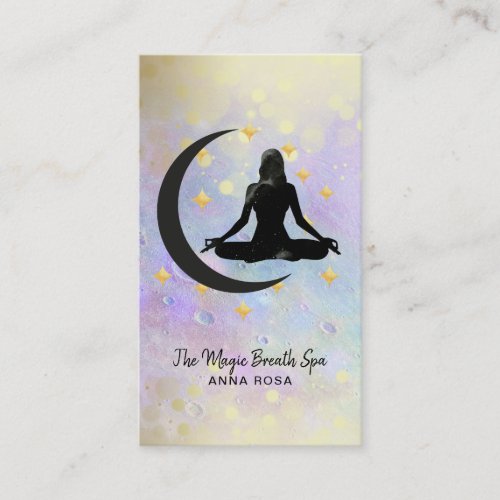  Meditation Gold Woman   Moon Mindfulness Yoga Business Card