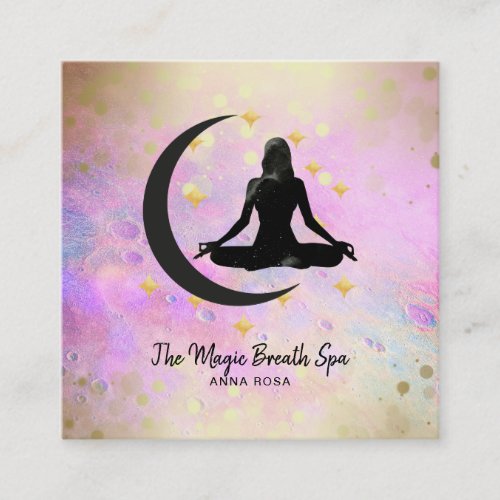  Meditation Gold Woman   Moon Yoga Mindfulness Square Business Card