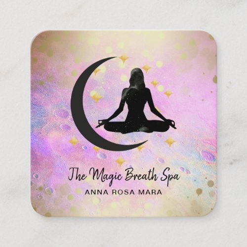  Meditation Gold Woman Moon Yoga Mindfulness _  Square Business Card