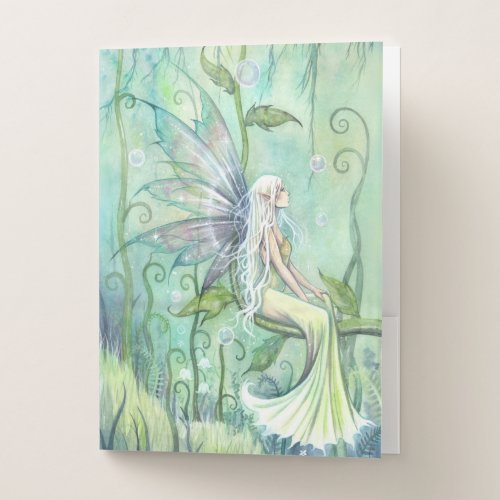 Meditation Green Garden Fairy Folder with Pockets