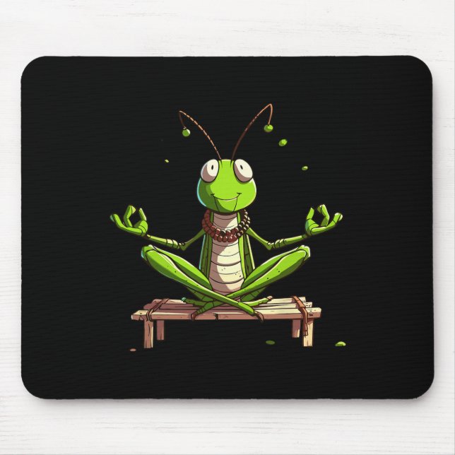 Meditation Grhopper Yoga Pose Relaxing Animal _1  Mouse Pad (Front)