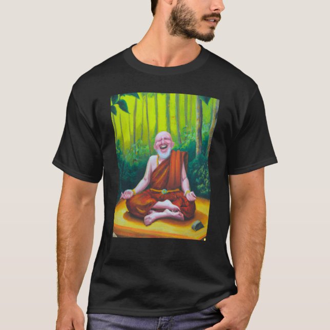 Meditation Guru Laughing Zen Buddha Meditation T-Shirt (Front)