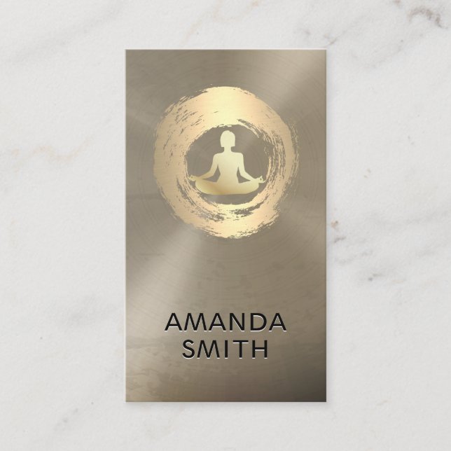 Meditation Icon | Metallic Background Business Card (Front)