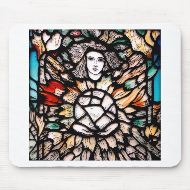Meditation in Colors: Stained-Glass Art & Spiritua Mouse Pad (Front)