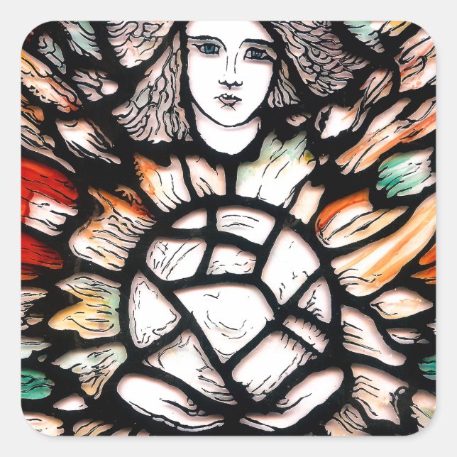 Meditation in Colors: Stained-Glass Art & Spiritua Square Sticker (Front)