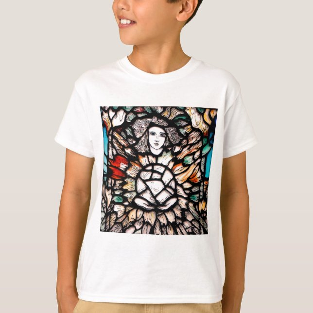 Meditation in Colors: Stained-Glass Art & Spiritua T-Shirt (Front)