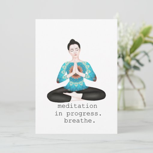 meditation in progress. breathe thank you card | Zazzle