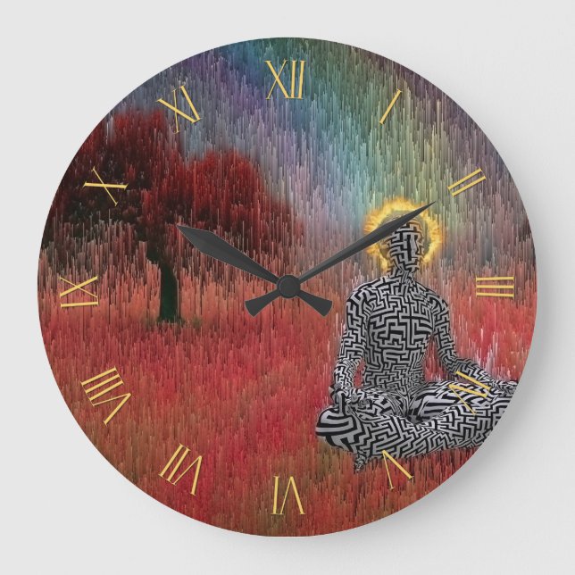 Meditation in surreal landscape large clock (Front)