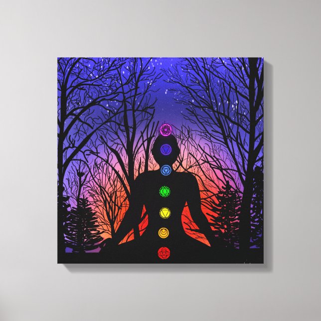 Meditation in the Park | Yoga, Trees and Sunset Canvas Print (Front)
