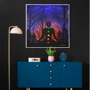 Meditation in the Park   Yoga, Trees and Sunset Poster