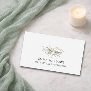 Meditation Instructor Botanical Sage Green Business Card