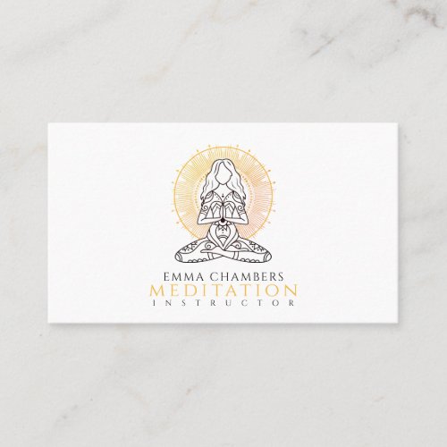 Meditation Instructor Lotus Pose Gold Mandala  Business Card