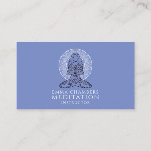 Meditation Instructor Lotus Pose Mandala Blue Business Card