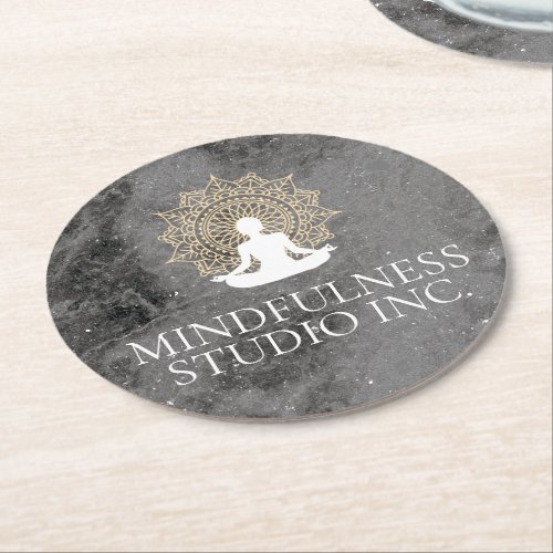 Meditation Instructor Speckled Marble Round Paper Coaster