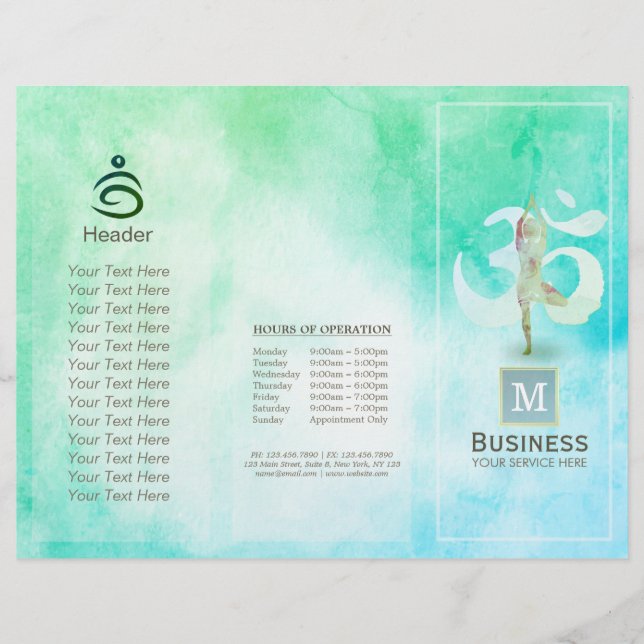 Meditation Instructor Watercolor Yoga Pose Om Sign (Front)