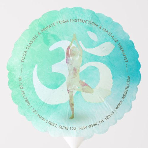 Meditation Instructor Watercolor Yoga Pose Om Sign Balloon