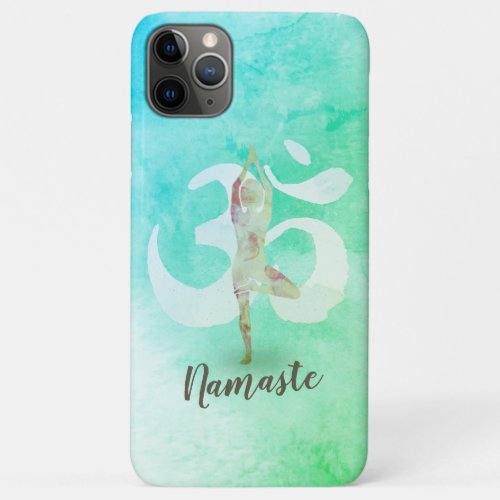 Meditation Instructor Watercolor Yoga Pose Om Sign iPhone 11 Pro Max Case