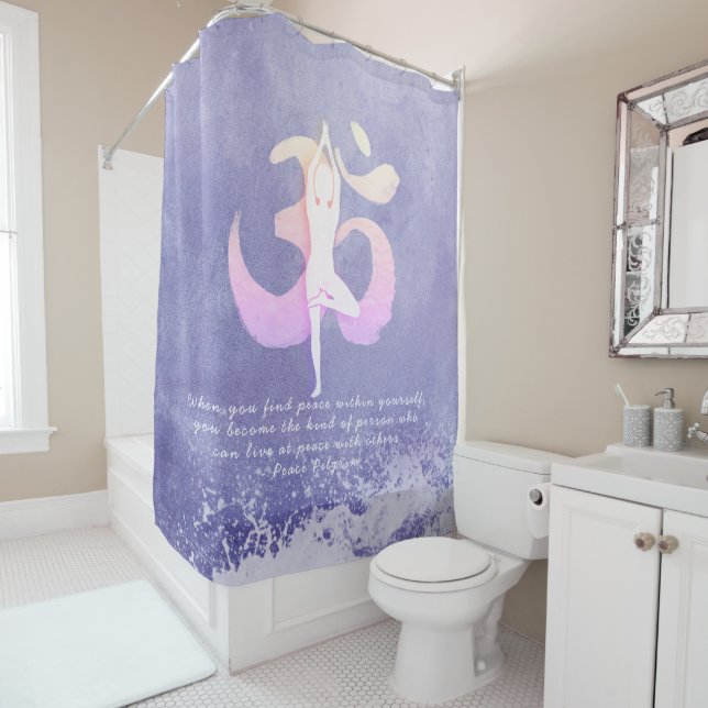 Meditation Instructor Yoga Pose OM Quote Shower Curtain (In Situ)