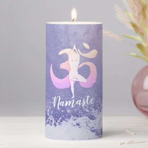 Meditation Instructor Yoga Pose Om Sign Pillar Candle