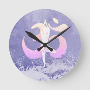 Meditation Instructor Yoga Pose Om Sign Round Clock