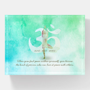Meditation Instructor Yoga Tree Pose Om Sign Quote Paperweight