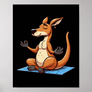Meditation Kangaroo Yoga Pose Relaxing Animal  Poster