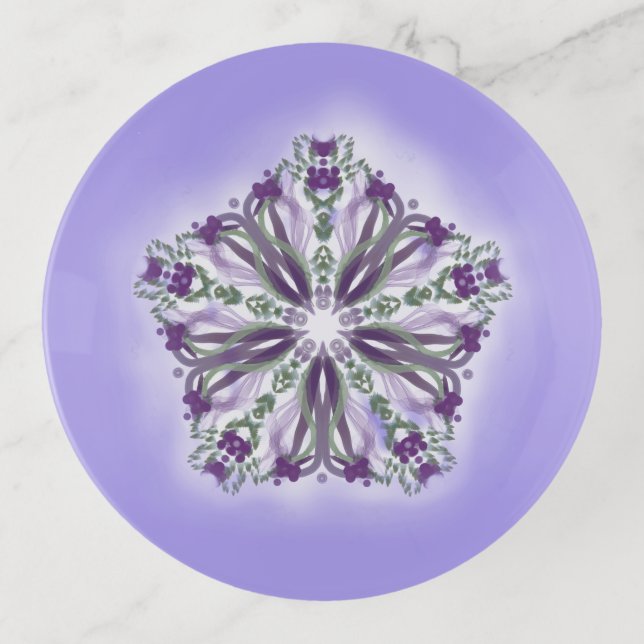 *~* Meditation Lavender Purple  Star Mandala Trinket Tray (Front)