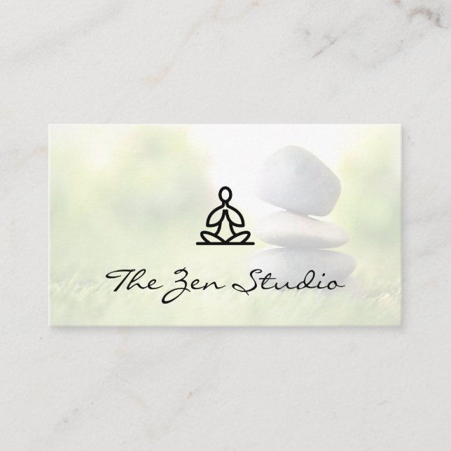 Meditation Logo | Stacked Stones in the Grass Appointment Card (Front)