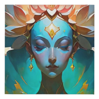MEDITATION LOTES GODDESS SPIRITUAL ART POSTER FAUX CANVAS PRINT